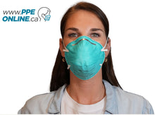 Load image into Gallery viewer, Image of a young woman with attractive features wearing a 3M 1860 N95 respirator mask, highlighting its secure fit protection
