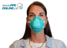 Load image into Gallery viewer, Image of a young woman wearing a 3M 1860S N95 respirator mask, highlighting its secure fit and healthcare-grade protection
