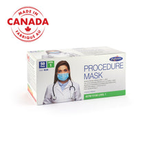 Load image into Gallery viewer, ASTM Level 1 Surgical Mask made in Canada, 50 per box, PPE use in medical settings, available for purchase at PPE Online.
