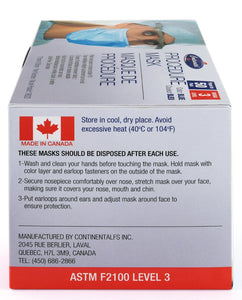 ASTM Level 3 Surgical Mask made in Canada, 50 per box, available for purchase online at PPE Online.