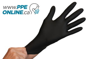 Glove with PPEONLINE.CA - Black TouchFlex Nitrile Exam Powder Free Gloves 5 Mil - PPE ONLINE