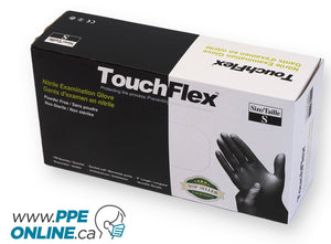 Box of Small 5mil Black Nitrile Gloves - Durable, high-quality protection.  Shop now at PPEOnline.ca