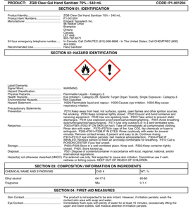 Spec sheet Gel Hand Sanitizer 70% (Made In Canada) - PPE ONLINE