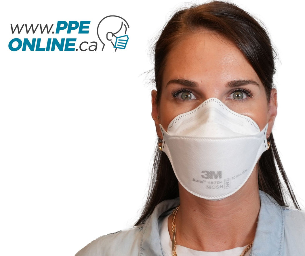 N95 3M 1870+ Aura Health Care Particulate Respirator & Surgical Masks (10) - PPE ONLINE