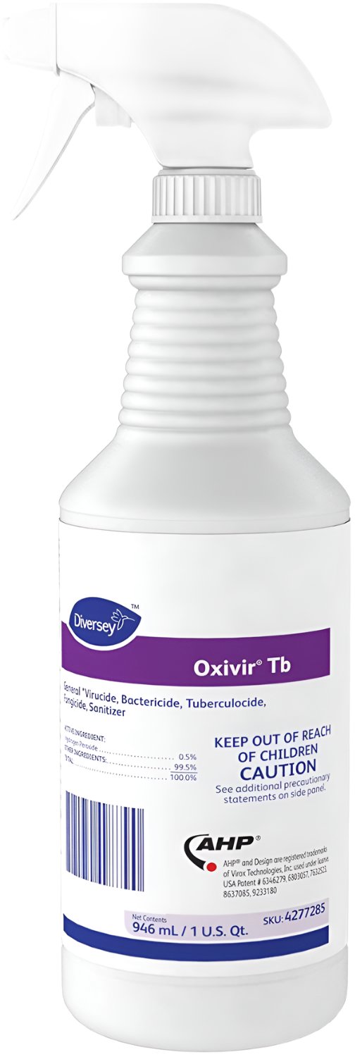 946ML Oxivir Disinfectant Spray bottle displayed,showcasing its label and trigger spray nozzle, designed for easy application