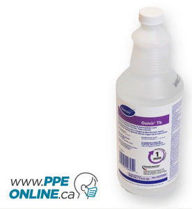 Picture of 946ML Oxivir Disinfectant Spray bottle displayed,showcasing its label and trigger spray nozzle. Shop ppeonline.ca