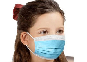 Girl Wearing Pediatric (Kids) Disposable Face Masks (Made in Canada) (50 per box)(PFE >=95%) - PPE ONLINE