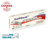 Load image into Gallery viewer, Swift Swab COVID-19 Test 2-Pack made in Canada, featuring clear packaging with the ppeonline.ca logo.
