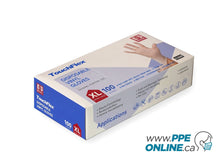 Load image into Gallery viewer, Box of 100 extra large vinyl gloves with the ppeonline.ca logo, durable and safe hand protection options available for purchase online.
